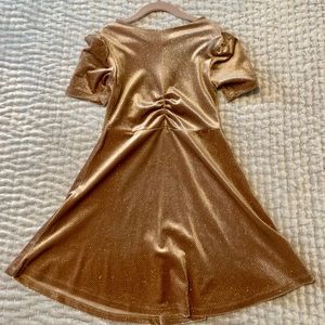 Zara Girls Gold Velvet Sparkle Dress, size 8.
